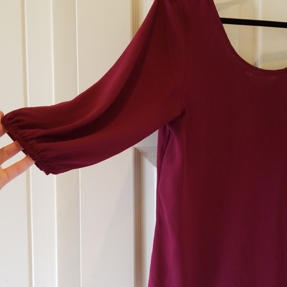 Maroon and leopard print bow blouse - Picture 3 of 4